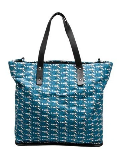 Pre-owned Dolce & Gabbana Canvas Fish Print Tote W/ Tags W/ Tags In Blue