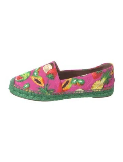 Pre-owned Dolce & Gabbana Canvas Floral Print Espadrilles In Pink
