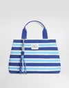 Dolce & Gabbana Canvas Handbag With Striped Print In Azure