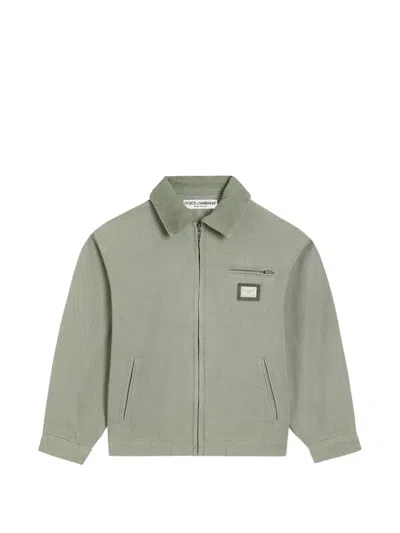 Dolce & Gabbana Kids' Canvas Jacket In Green
