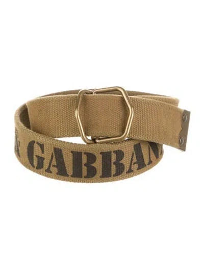 Pre-owned Dolce & Gabbana Canvas Leather Trim Embellishment Belt In Green