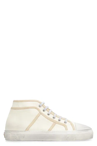 Dolce & Gabbana Vintage Effect High Top Sneakers In Neutral