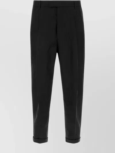 Dolce & Gabbana Canvas Pant With Back Pockets And Front Pleats In Black