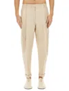 Dolce & Gabbana Stretch Cotton Pants With Branded Tag In Beige