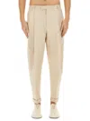 Dolce & Gabbana Stretch Cotton Pants With Branded Tag In Beige