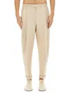 Dolce & Gabbana Stretch Cotton Pants With Branded Tag In Beige