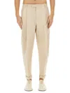Dolce & Gabbana Stretch Cotton Pants With Branded Tag In Neutrals