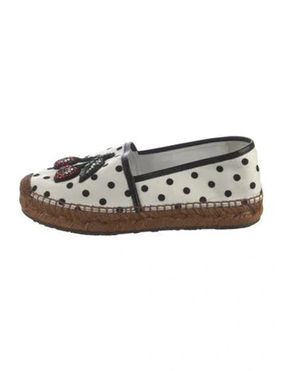 Pre-owned Dolce & Gabbana Canvas Polka Dot Print Espadrilles In White