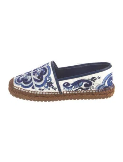 Pre-owned Dolce & Gabbana Canvas Printed Espadrilles In Blue/white