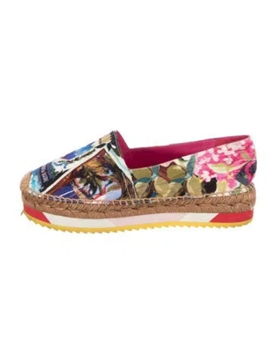 Pre-owned Dolce & Gabbana Canvas Printed Espadrilles In Pink