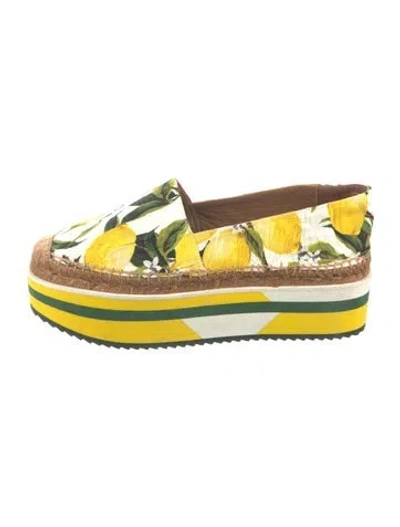 Pre-owned Dolce & Gabbana Canvas Printed Espadrilles In Yellow