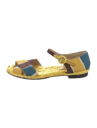 Pre-owned Dolce & Gabbana Canvas Printed Espadrilles In Yellow