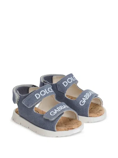 Dolce & Gabbana Kids' Canvas Sandals In Blue