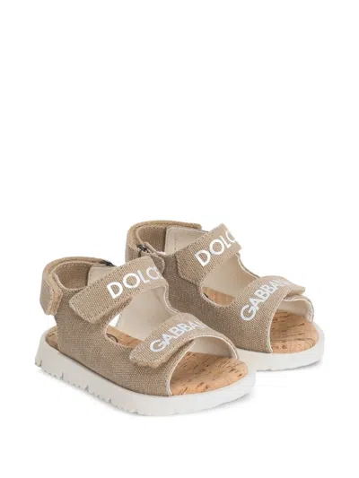 Dolce & Gabbana Kids' Canvas Sandals In Neutral