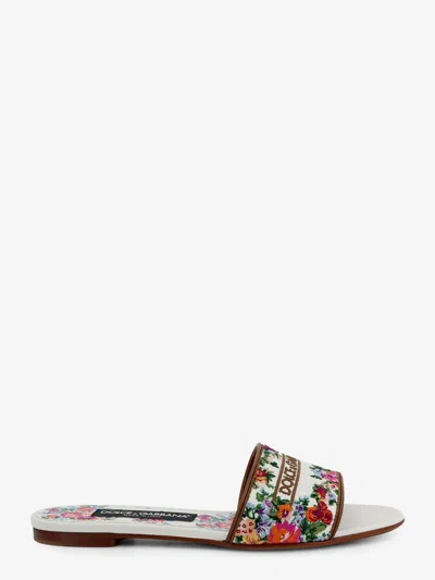 Dolce & Gabbana Canvas Sandals With All-over Embroidery In Multi