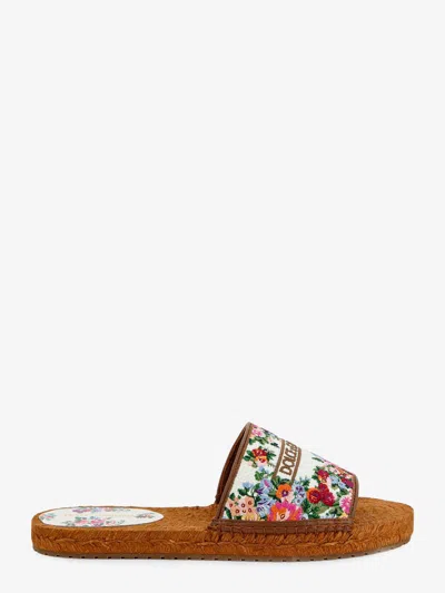 Dolce & Gabbana Canvas Sandals With Embroidered Logo On The Front In Animal Print