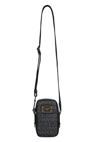Dolce & Gabbana Canvas Shoulder Bag In Grey