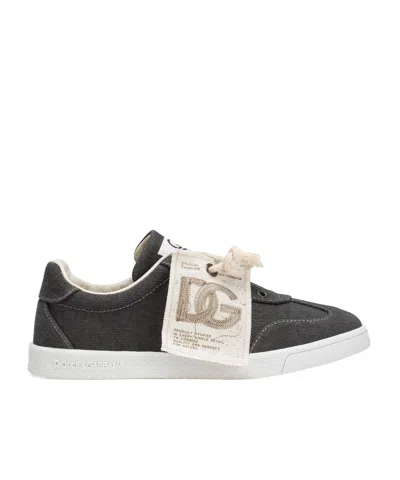Dolce & Gabbana Kids' Canvas Slip-on Sneakers In Black