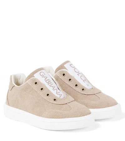 Dolce & Gabbana Kids' Canvas Sneakers In Neutral