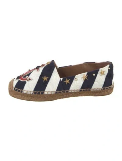 Pre-owned Dolce & Gabbana Canvas Striped Espadrilles In Blue/white