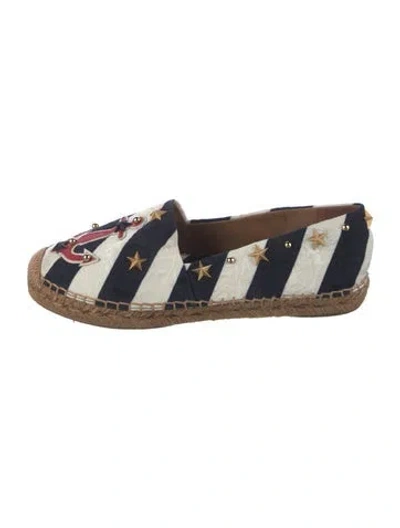 Pre-owned Dolce & Gabbana Canvas Striped Espadrilles In Blue/white