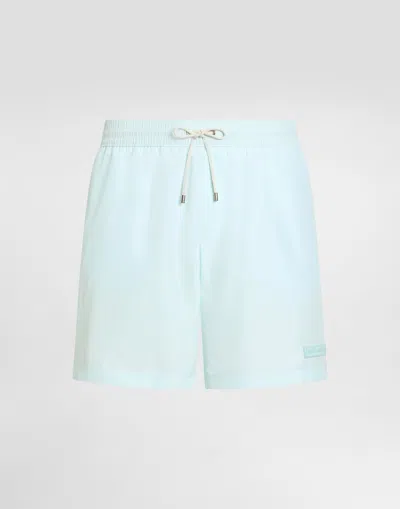 Dolce & Gabbana Canvas Swim Boxer Shorts In Blue
