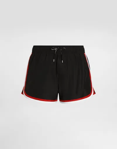 Dolce & Gabbana Canvas Swim Boxer Shorts In Multicolor