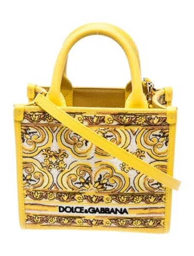 Pre-owned Dolce & Gabbana Canvas Top Handle Bag In Yellow