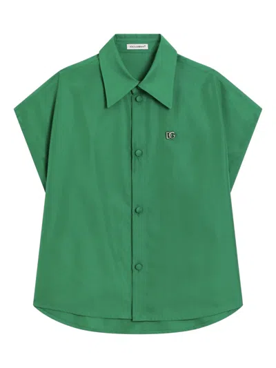Dolce & Gabbana Kids' Cap-sleeve Shirt In Green