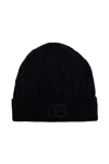 Dolce & Gabbana Logo-embroidered Ribbed-knit Beanie In Blue