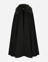 Dolce & Gabbana Faux-fur Collar Cape In Black