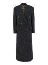 Dolce & Gabbana Embroidered Wool Blend Coat In Black