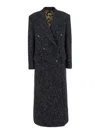 Dolce & Gabbana Embroidered Wool Blend Coat In Black
