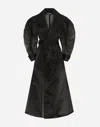 Dolce & Gabbana Satin And Transparent Fabric Trench Coat In Black