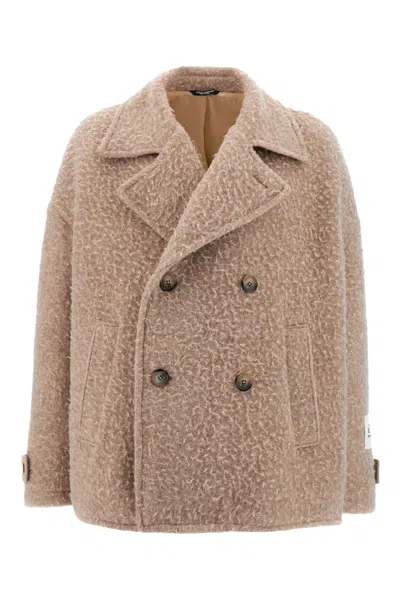 Dolce & Gabbana Cappuccino Stretch Wool Blend Coat In Beige