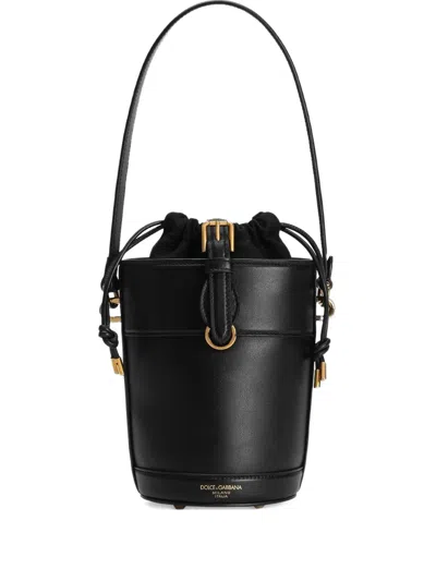 Dolce & Gabbana Capri Bucket Bag In Canvas And Leather