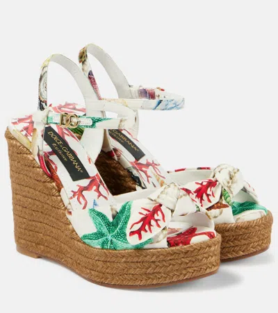 Dolce & Gabbana Capri Cava Printed Espadrille Wedges In Multicoloured