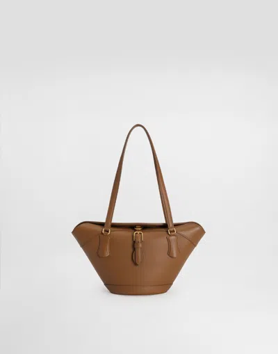 Dolce & Gabbana Capri Coffa Bag In Calfskin In Brown