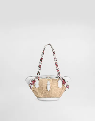 Dolce & Gabbana Capri Coffa Bag In Raffia In Multi