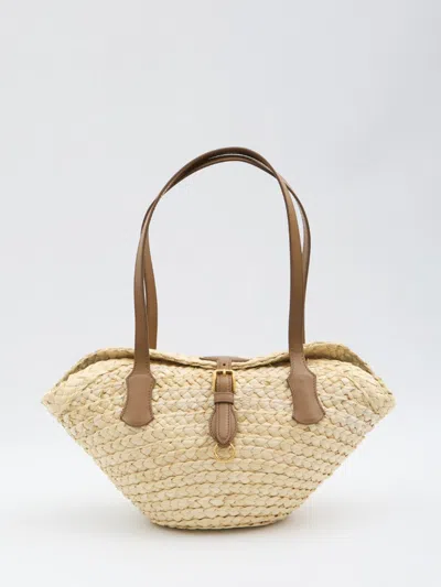 Dolce & Gabbana Capri Coffa Bag In Straw In Brown