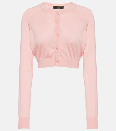 Dolce & Gabbana Capri Cropped Silk Cardigan In Pink