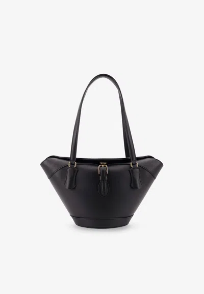 Dolce & Gabbana Capri Crow's Nest Calf Leather Tote Bag In Black