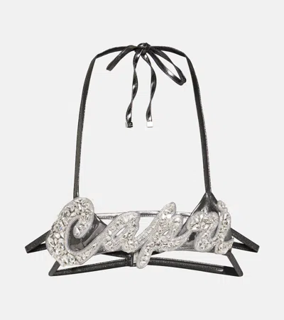 Dolce & Gabbana Capri Crystal-embellished Bra Top In Silver