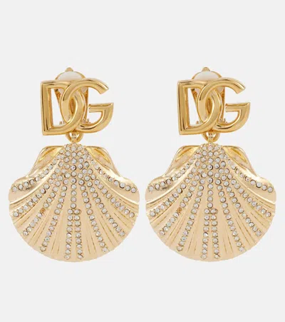 Dolce & Gabbana Capri Dg Crystal-embellished Clip-on Earrings In Oro