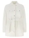 Dolce & Gabbana Jacket With Belted Waist And Chest Pockets In White