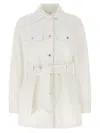 Dolce & Gabbana Jacket With Belted Waist And Chest Pockets In White