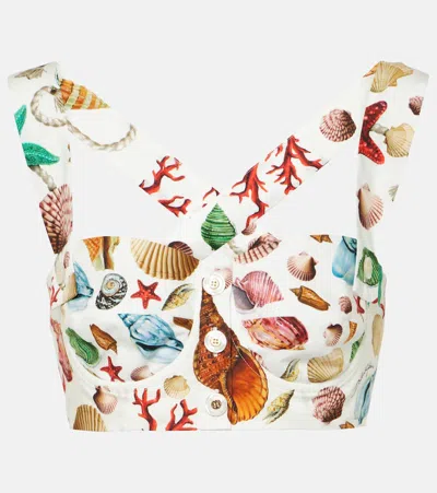 Dolce & Gabbana Capri Printed Cotton Crop Top In Multicoloured