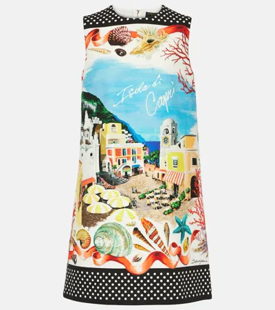 Dolce & Gabbana Capri Printed Cotton Minidress In Multicoloured