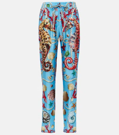 Dolce & Gabbana Capri Printed Silk Straight Trousers In Multicoloured