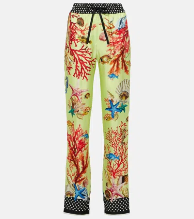 Dolce & Gabbana Capri Printed Silk Wide-leg Pants In Multicoloured